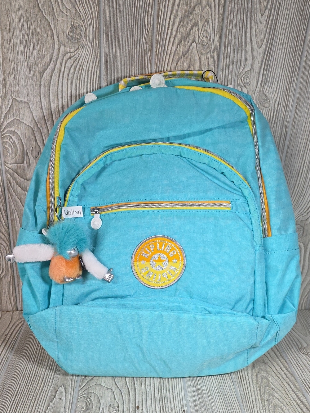Kipling Poppy Aqua Seoul Laptop Backpack With Keychain NWT